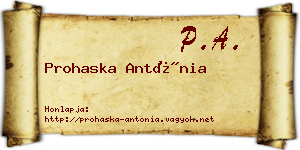 Prohaska Antónia névjegykártya